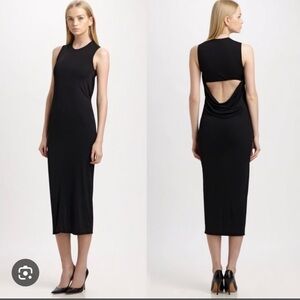 T by Alexander Wang Black Sleeveless Cowl Back Midi. Size L